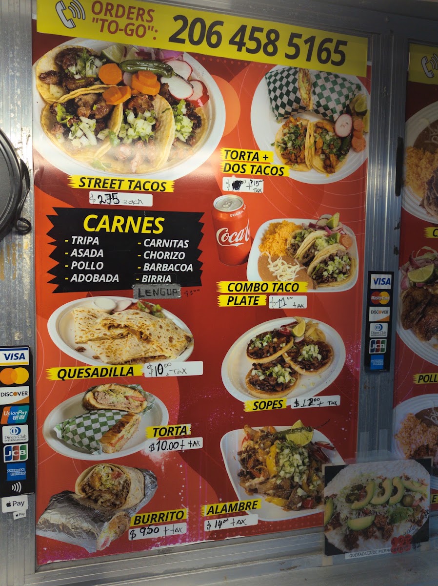 El Oasis (Food Trailer) menu board