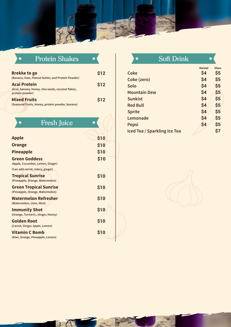 Lexi's Cafe & bar menu board