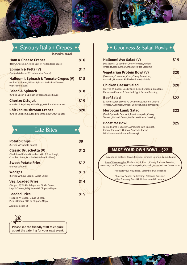 Lexi's Cafe & bar menu board