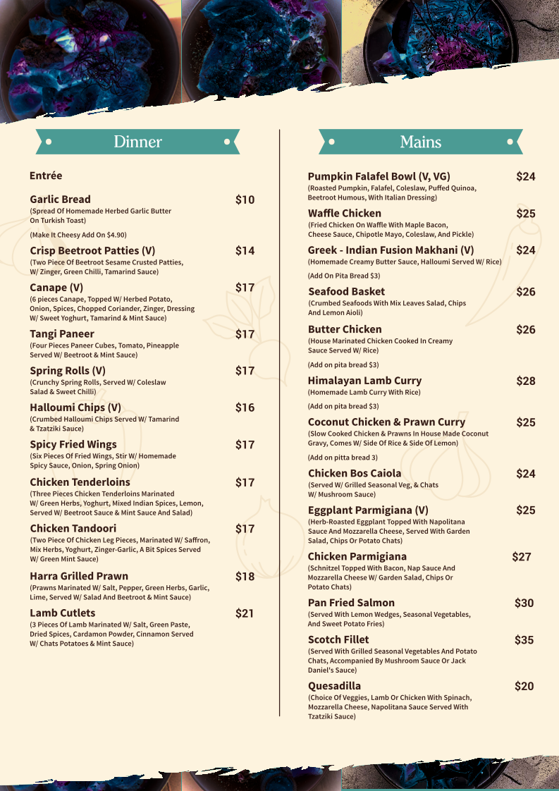 Lexi's Cafe & bar menu board