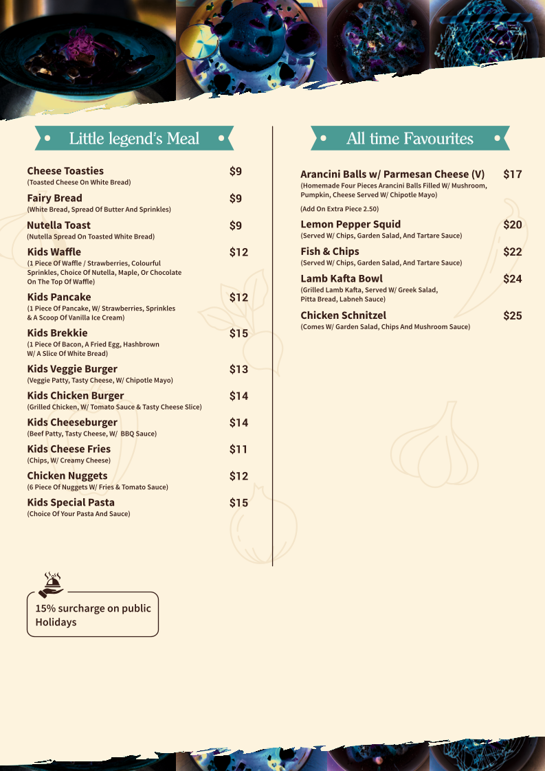 Lexi's Cafe & bar menu board