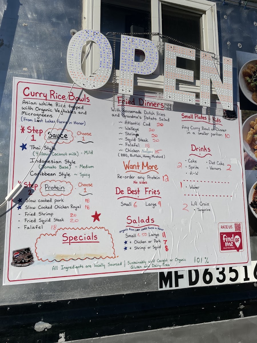 De Food Truck menu board