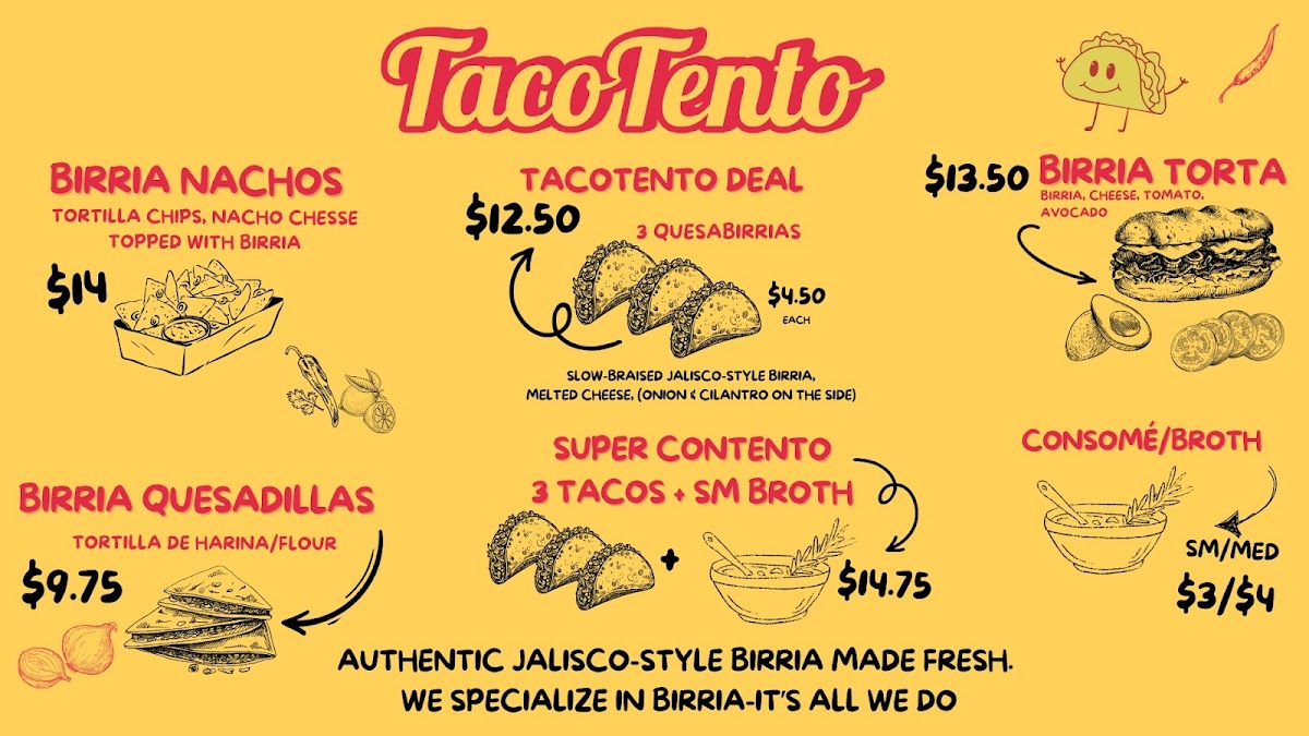 TacoTento menu board