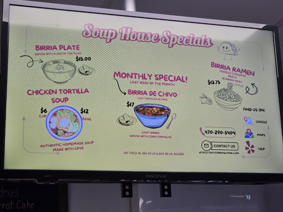 TacoTento menu board