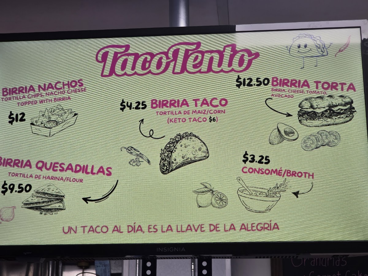 TacoTento menu board