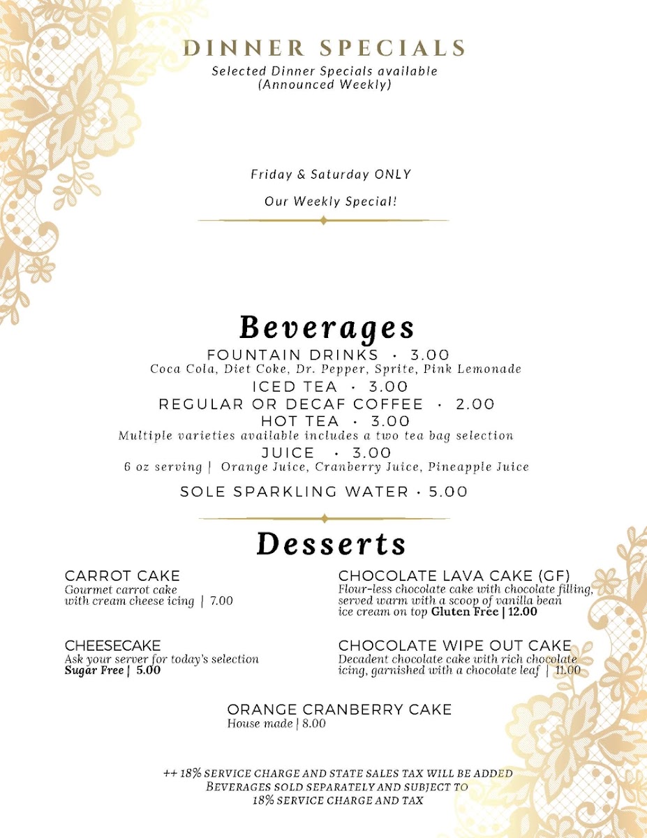 San Jacinto Dining Room menu board