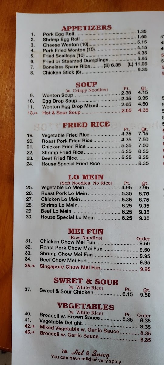 China Chef menu board