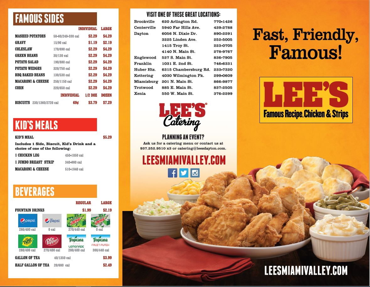 Lee's Famous Recipe Chicken menu board