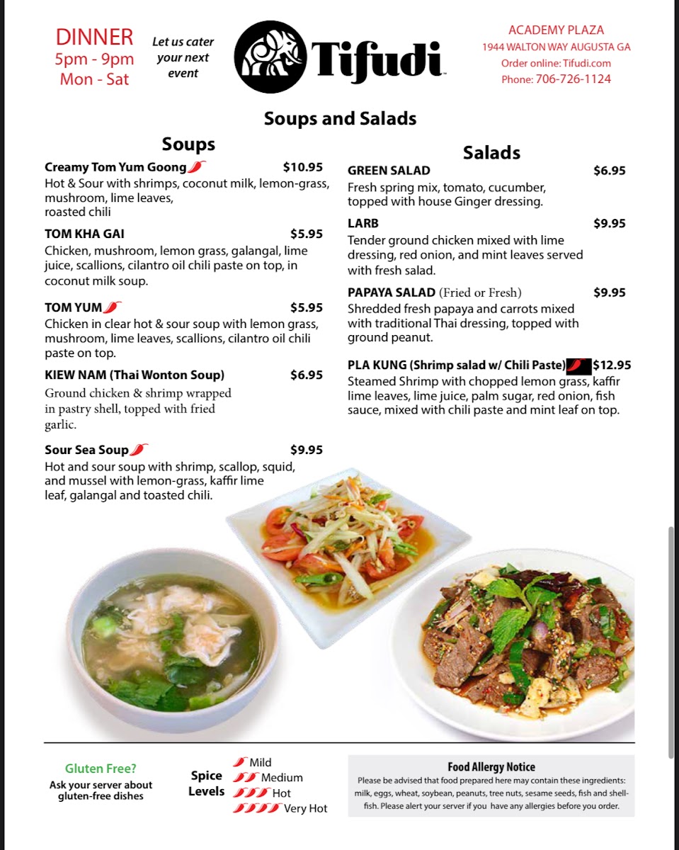 Tifudi - Thai Food menu board