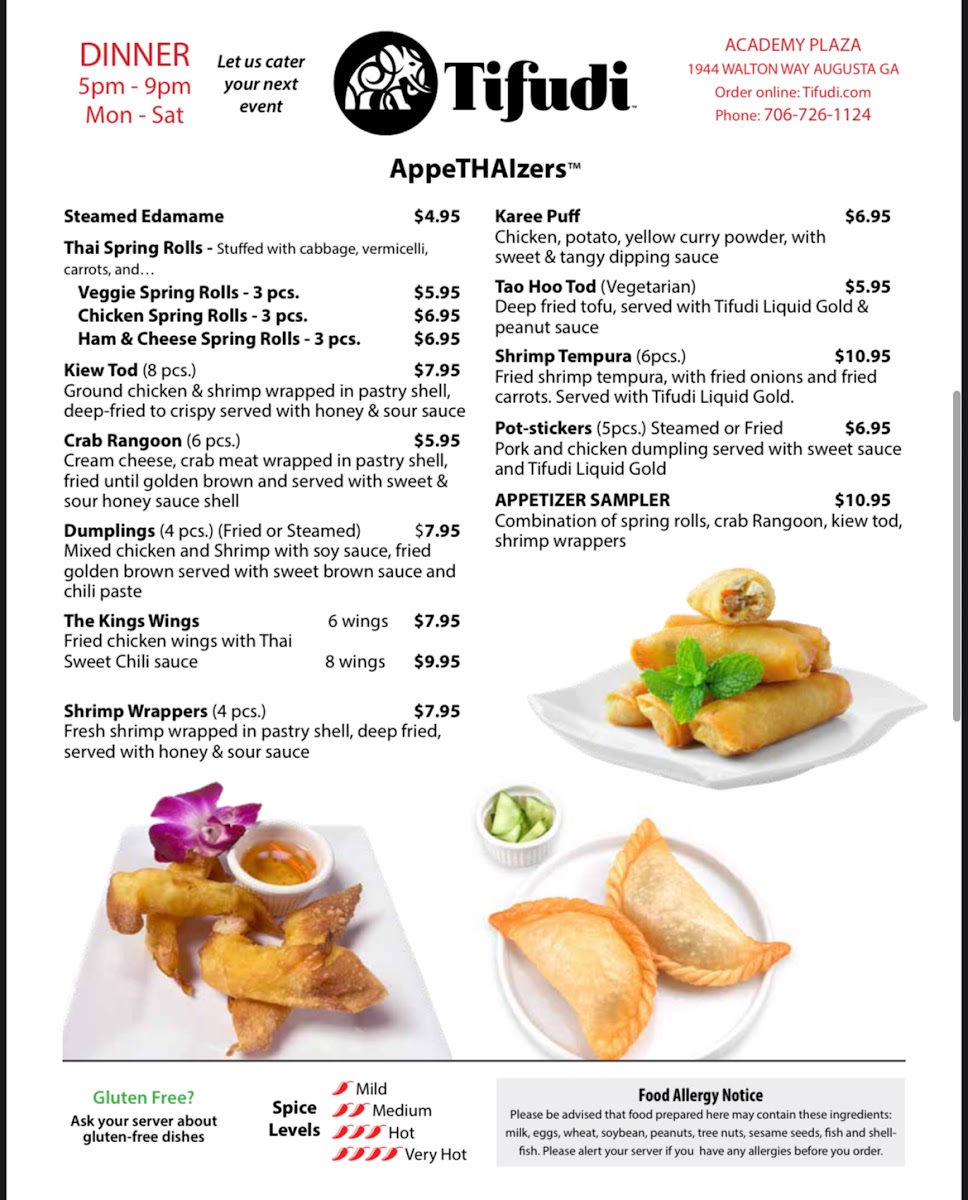 Tifudi - Thai Food menu board