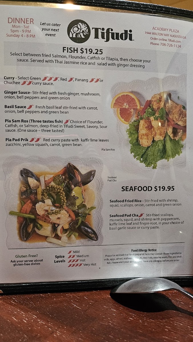Tifudi - Thai Food menu board