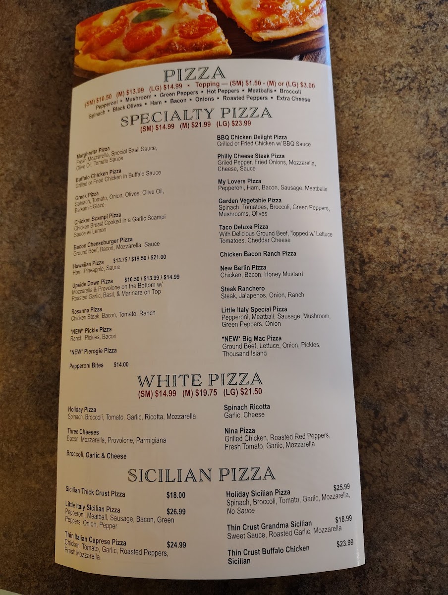 Taste Of Little Italy menu board