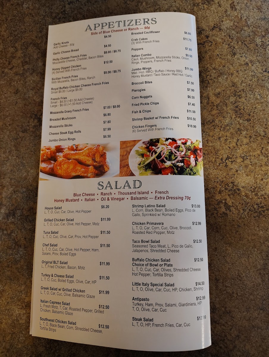 Taste Of Little Italy menu board