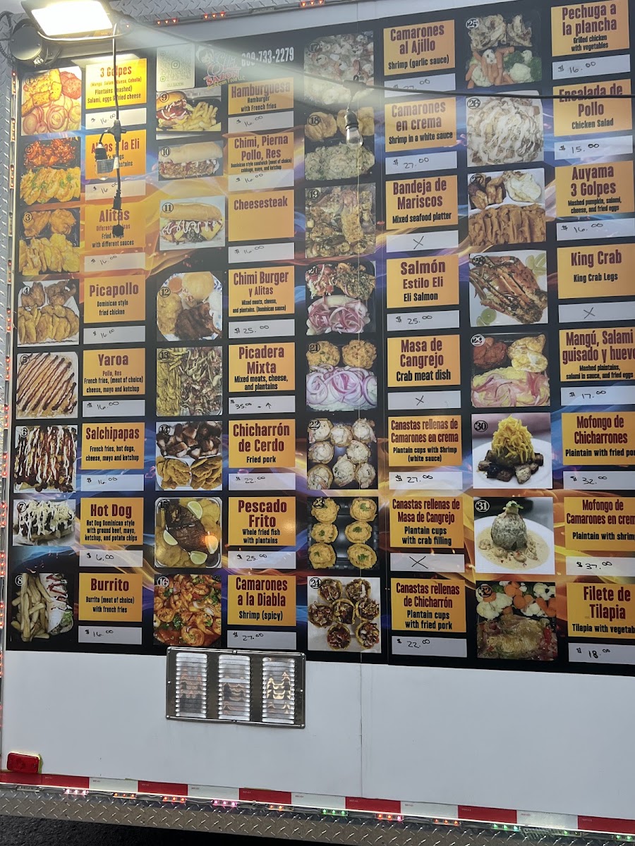 Eli sazón menu board