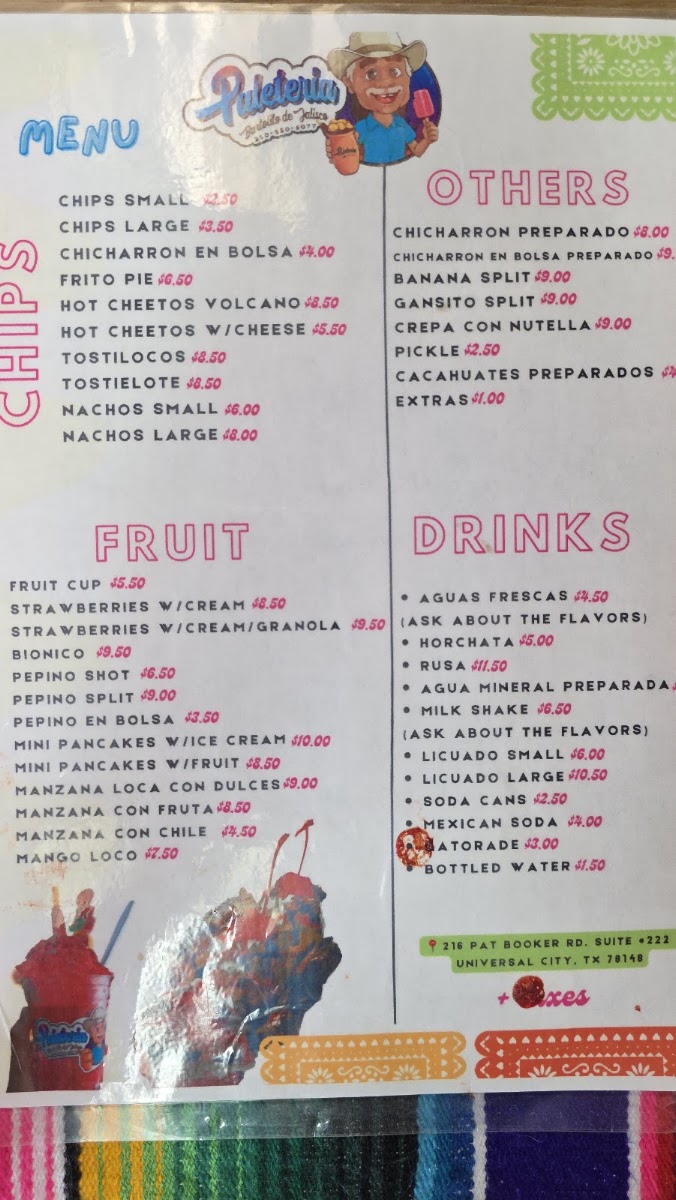El Mango Loco menu board