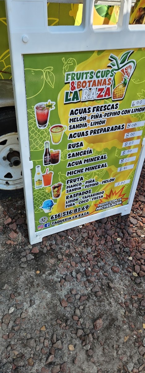 Taqueria La Raza menu board