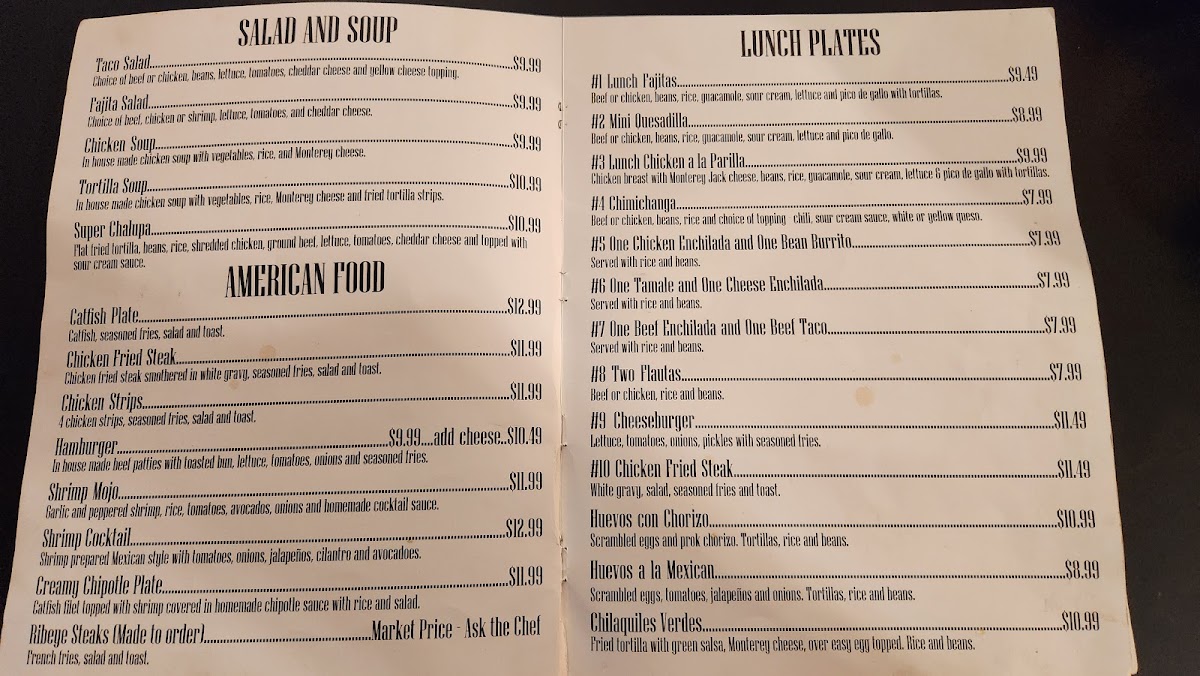 Maverick's Cafe menu board