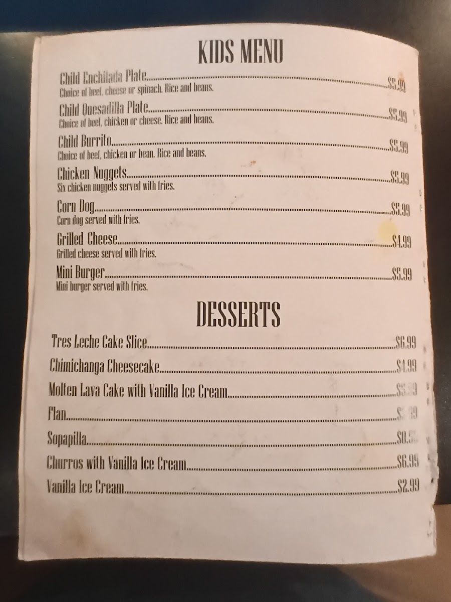 Maverick's Cafe menu board