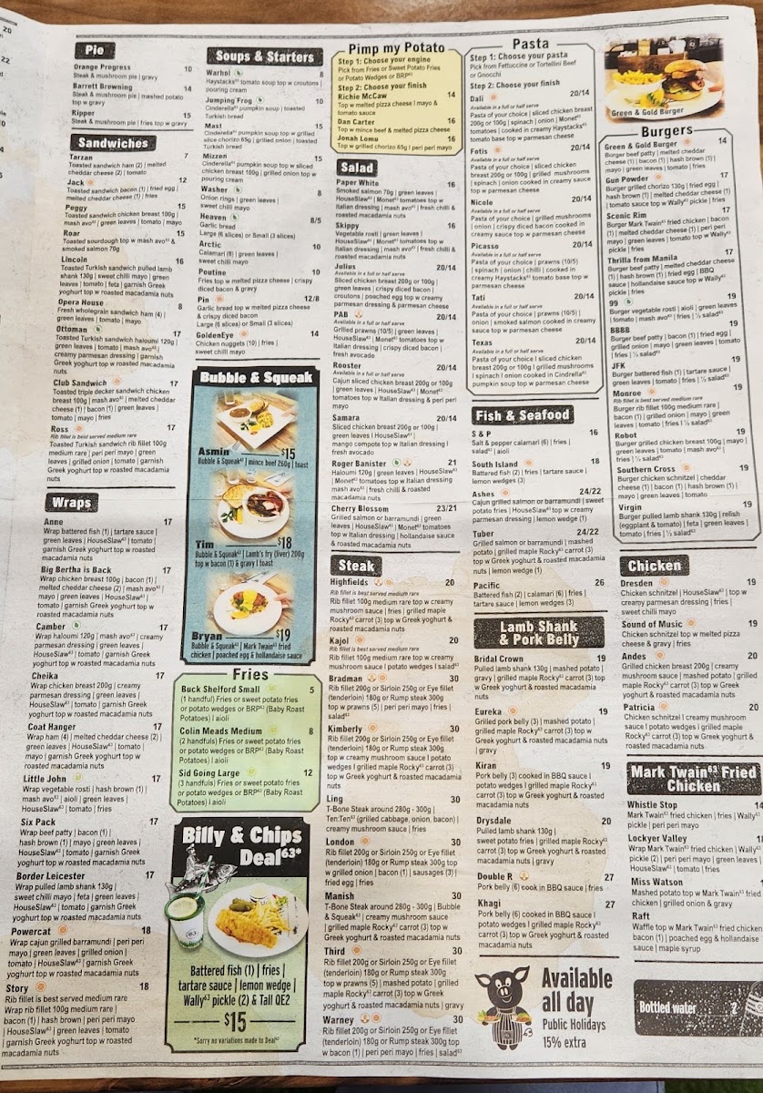 Cafe 63 Willows menu board