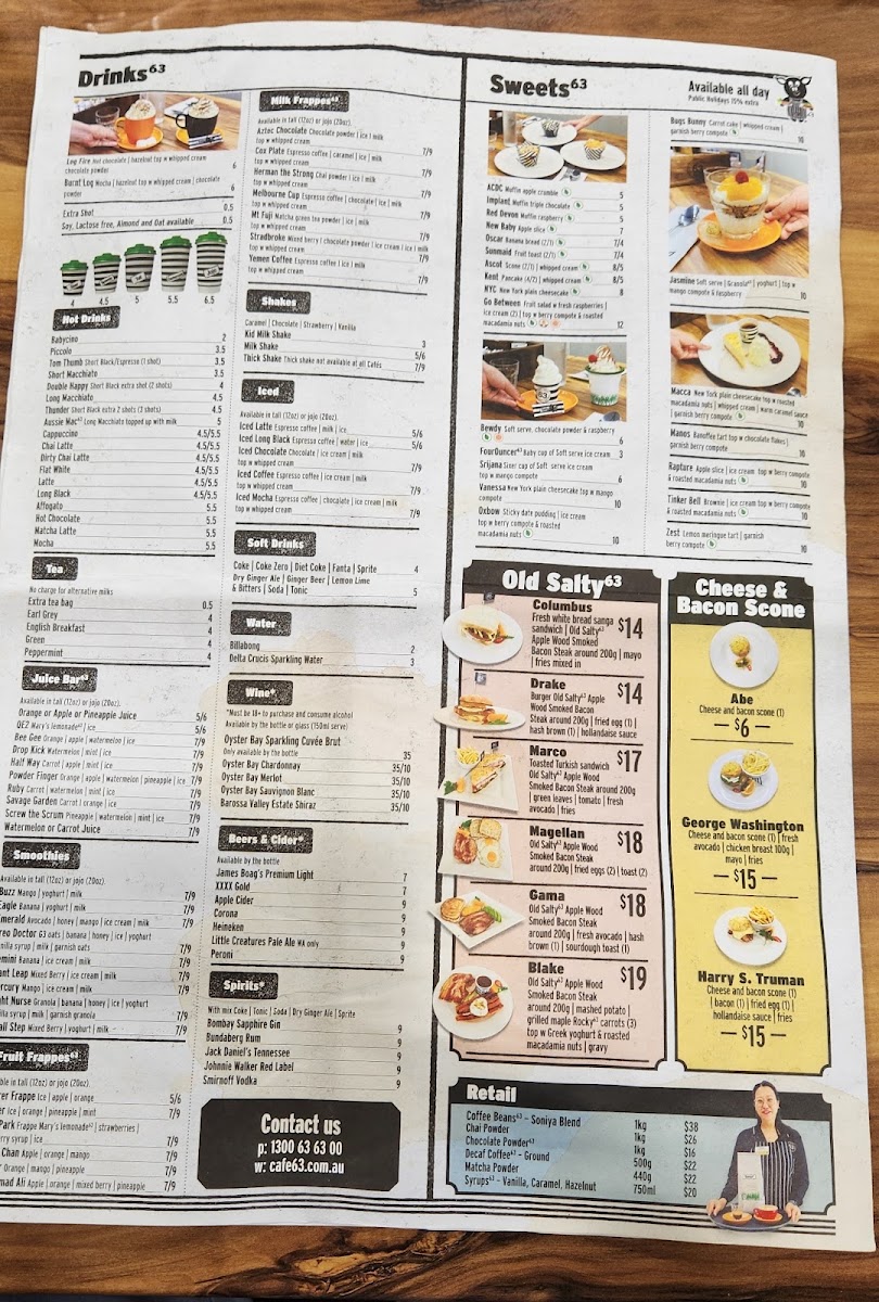 Cafe 63 Willows menu board