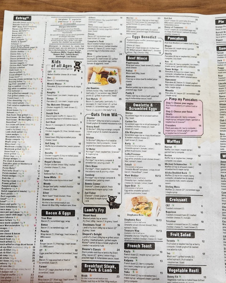 Cafe 63 Willows menu board