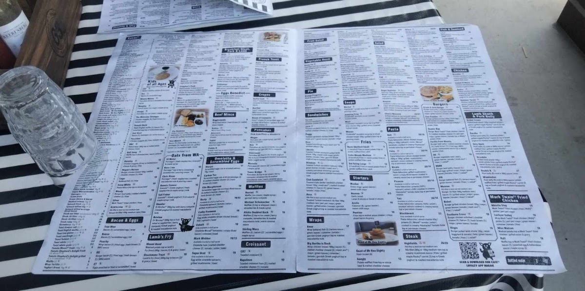 Cafe 63 Willows menu board