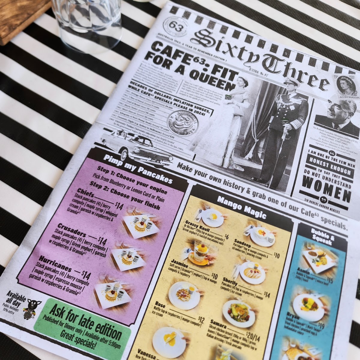 Cafe 63 Willows menu board