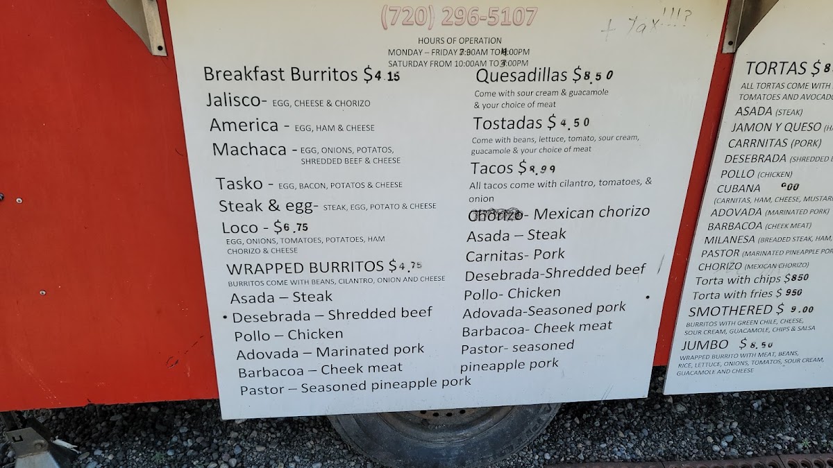 La Choza menu board