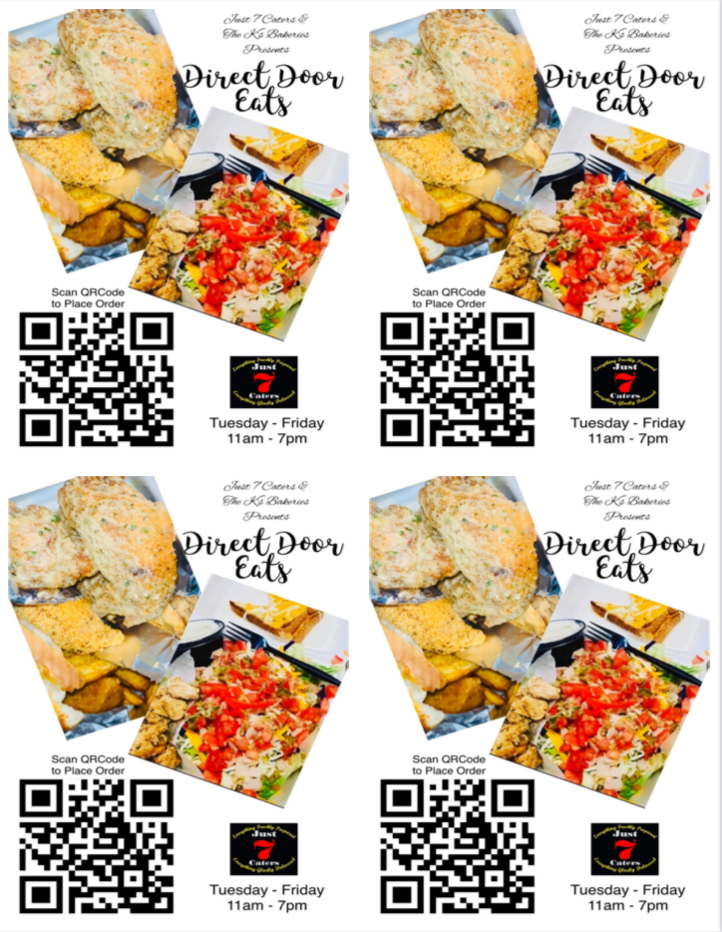 Just 7 Caters menu board