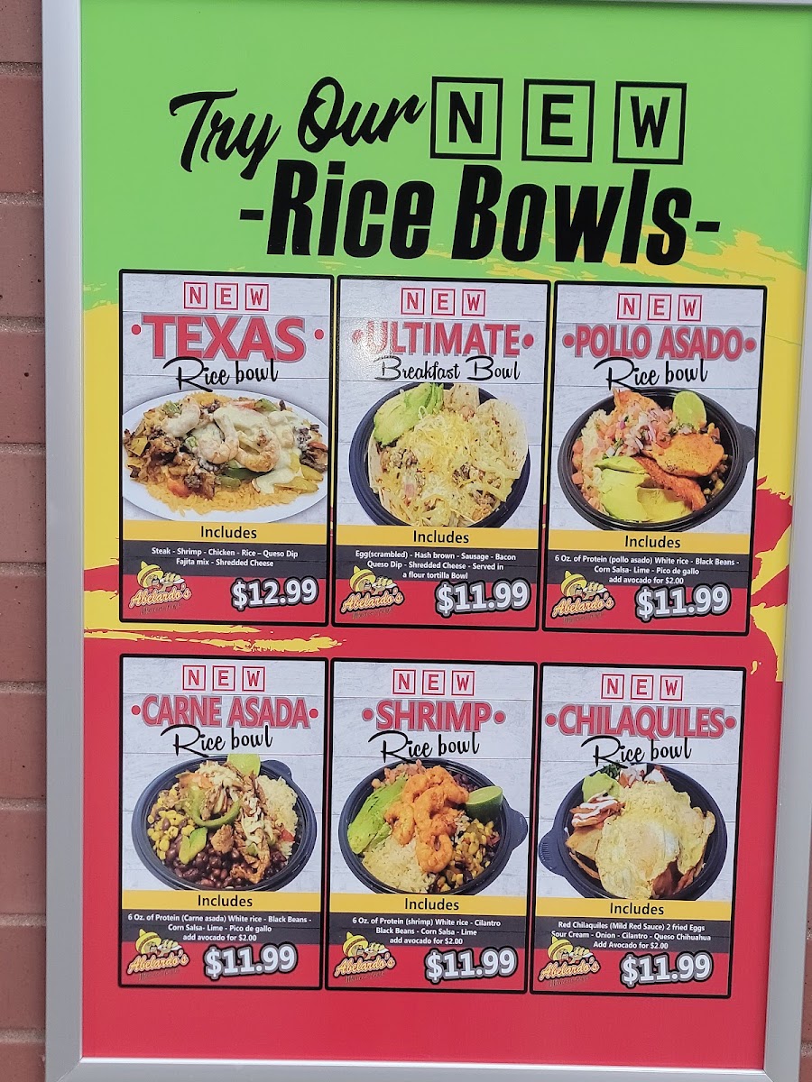 Abelardo’s Mexican Fresh menu board