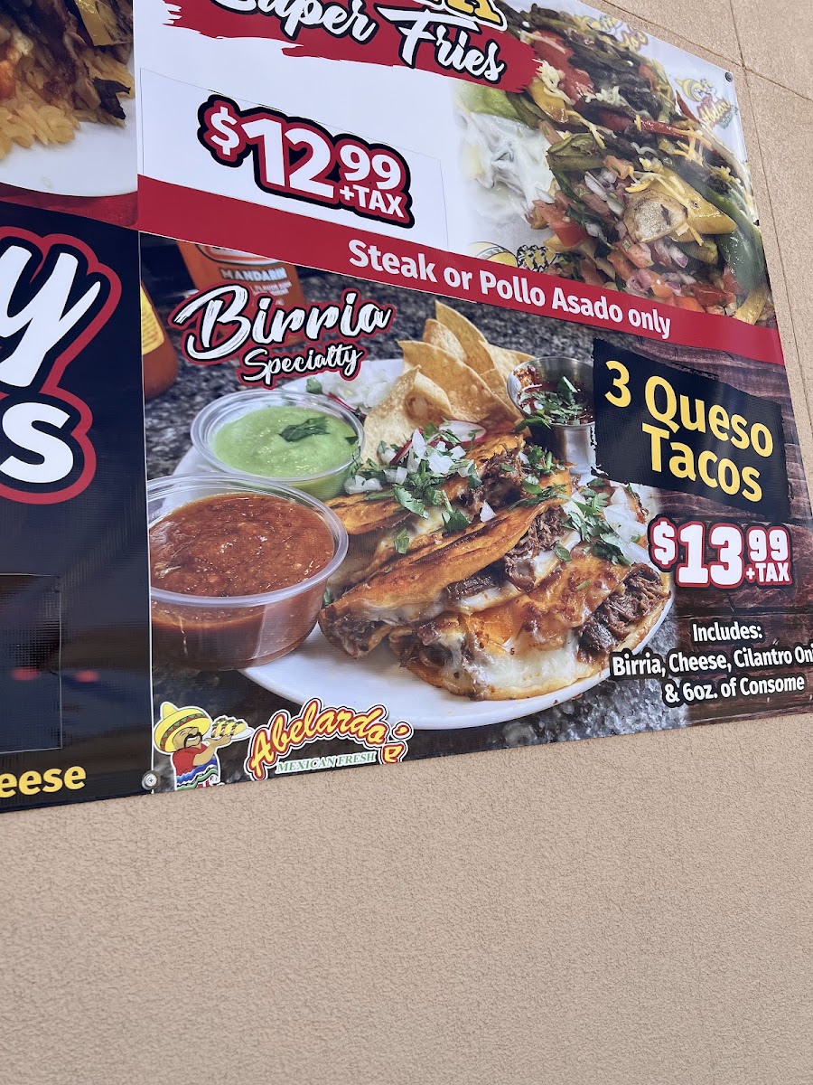 Abelardo’s Mexican Fresh menu board