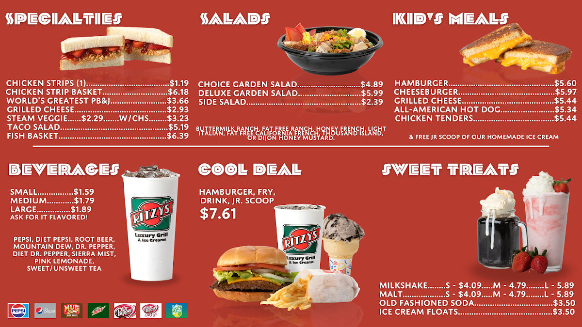 Ritzy's menu board