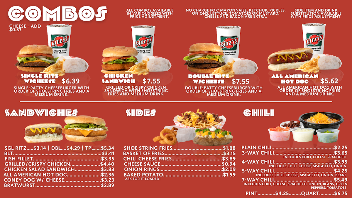 Ritzy's menu board