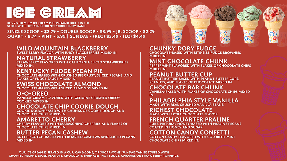 Ritzy's menu board
