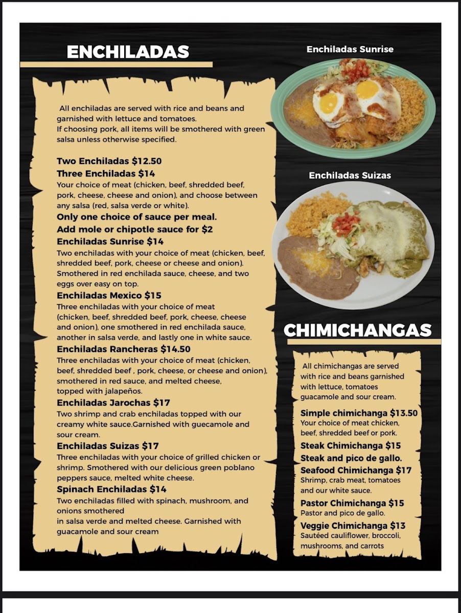 El Camino Restaurant menu board