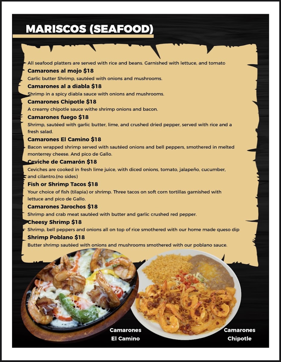 El Camino Restaurant menu board