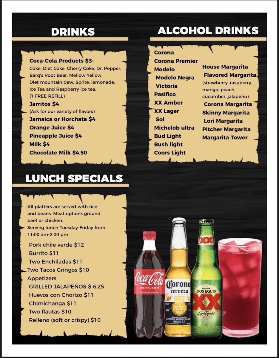 El Camino Restaurant menu board