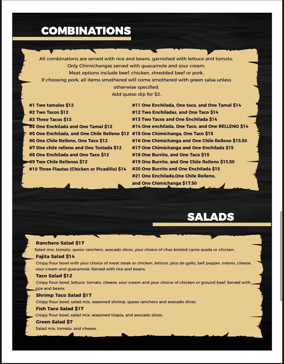 El Camino Restaurant menu board