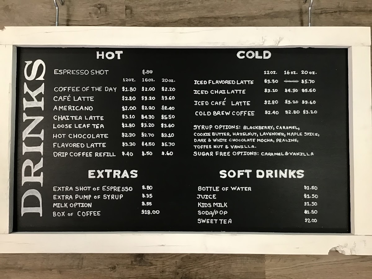 Sweet Annie's Coffee and Bakery Co. menu board