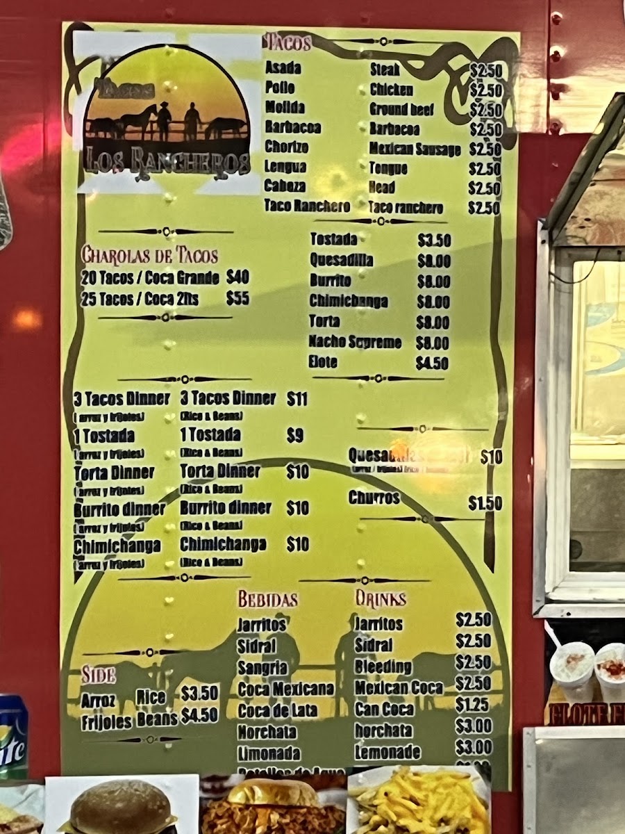 Los Rancheros LLC menu board