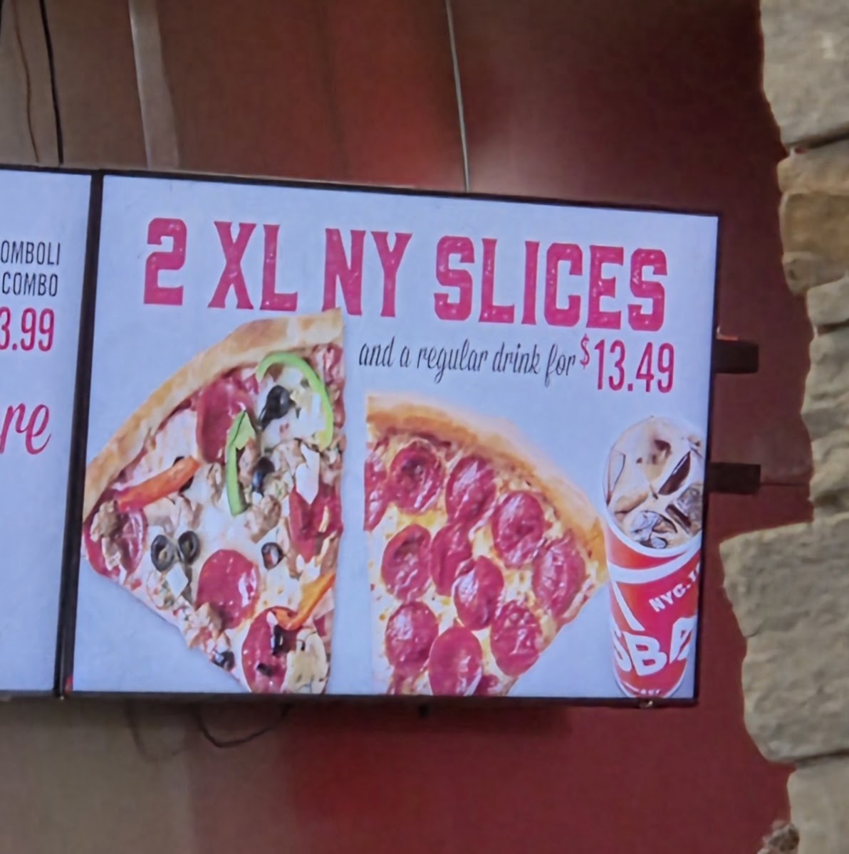 Sbarro Merrimack menu board