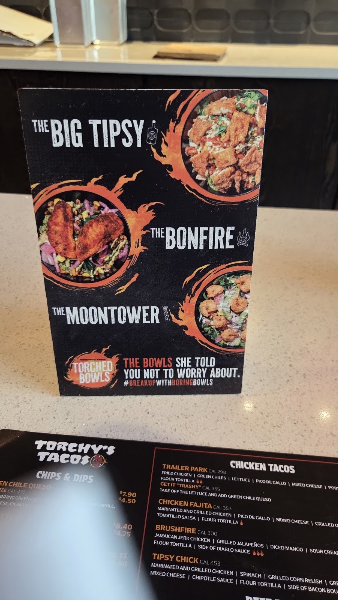 Torchy's Tacos menu board