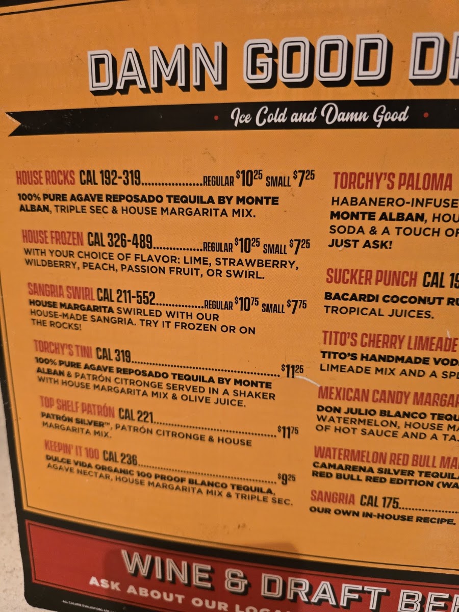 Torchy's Tacos menu board