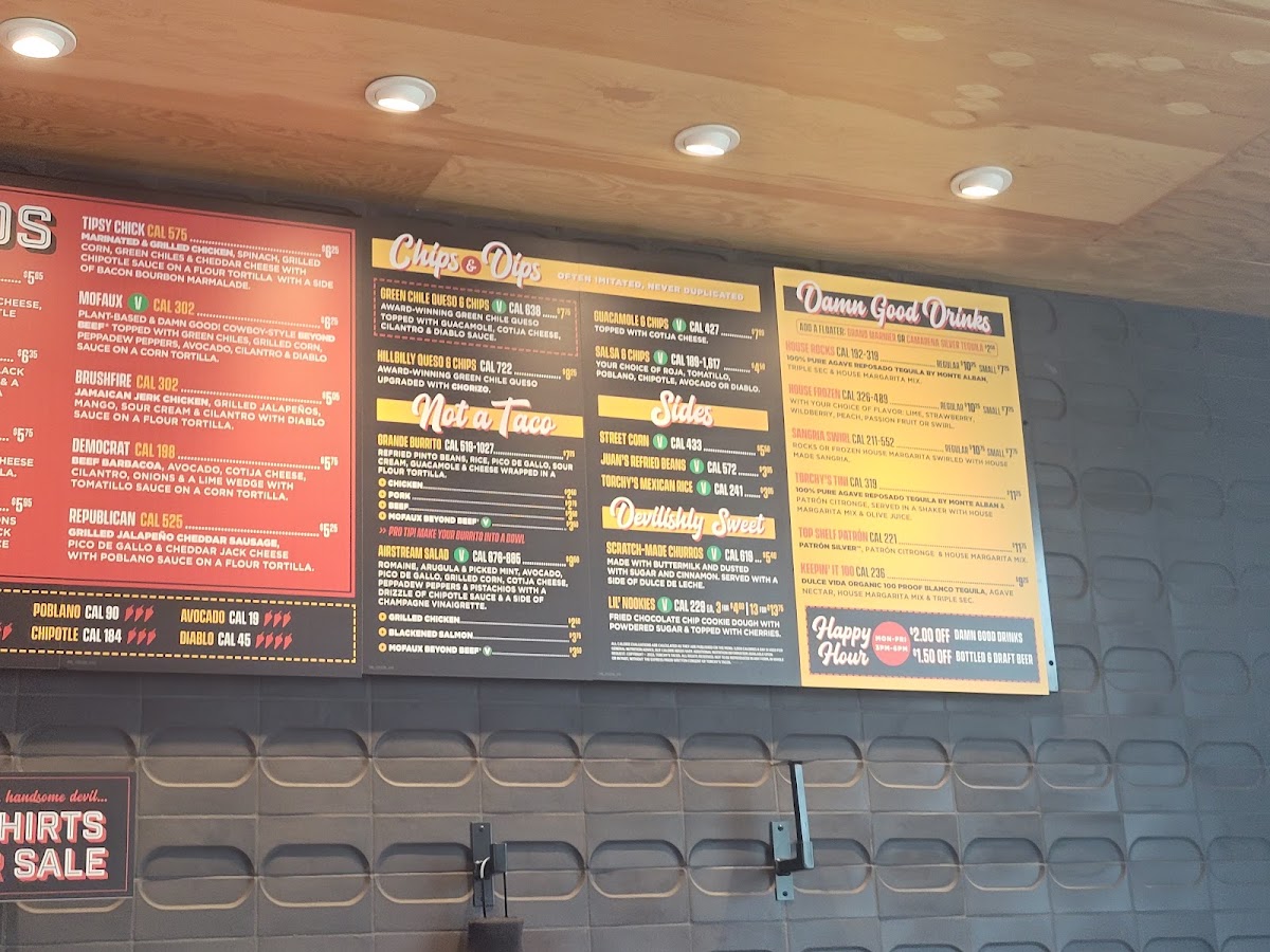 Torchy's Tacos menu board