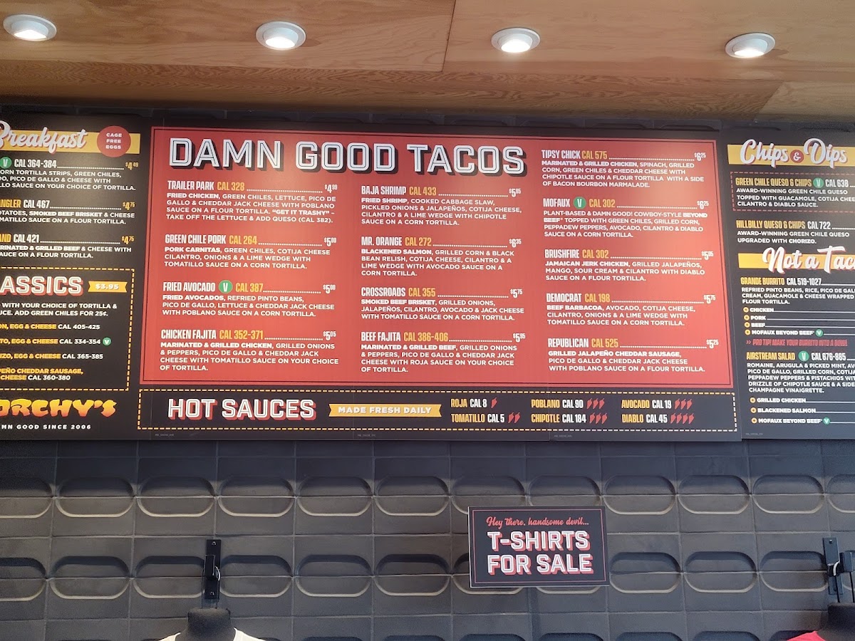 Torchy's Tacos menu board