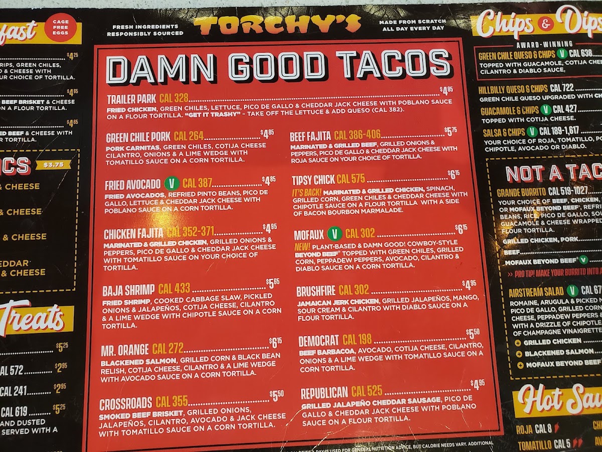 Torchy's Tacos menu board