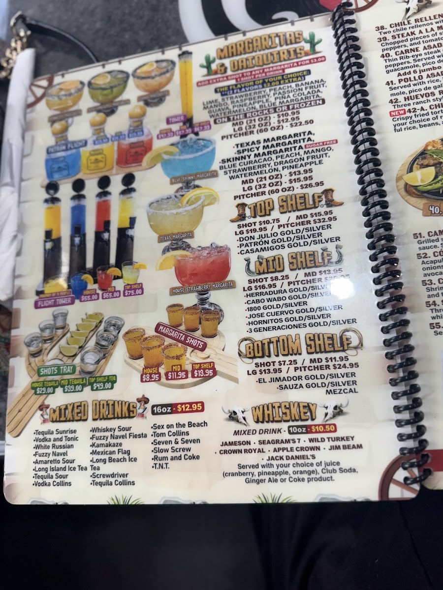 Casa Maria's mexican Bar and Grill menu board