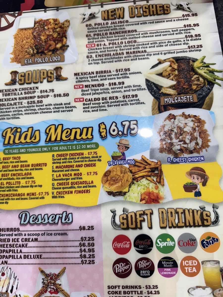 Casa Maria's mexican Bar and Grill menu board