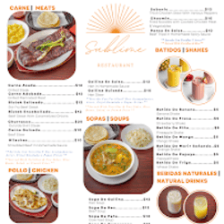 Sublime Restaurant menu board