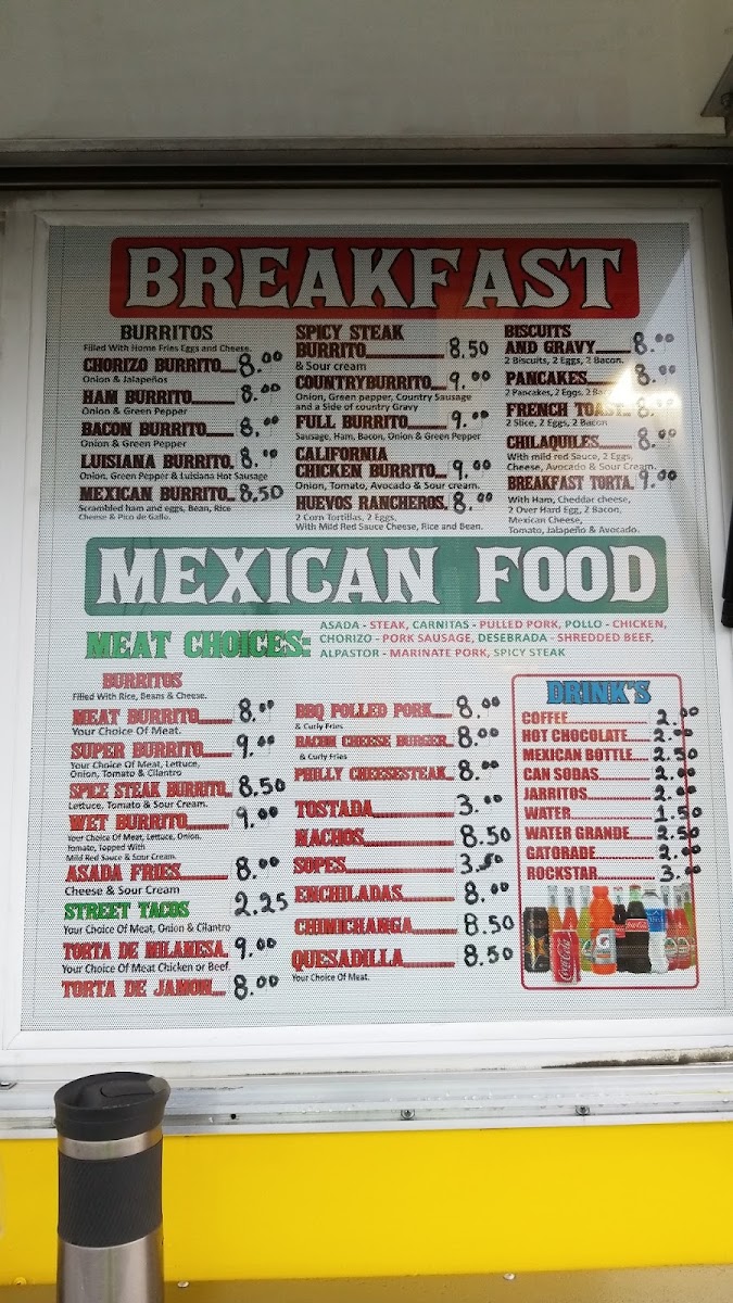 Rudy's Brunch Breakfast & Lunch Food Truck menu board